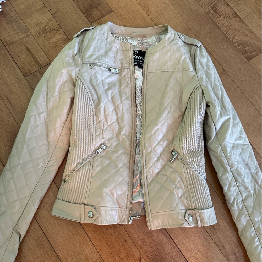 Tan guess leather Moto jacket